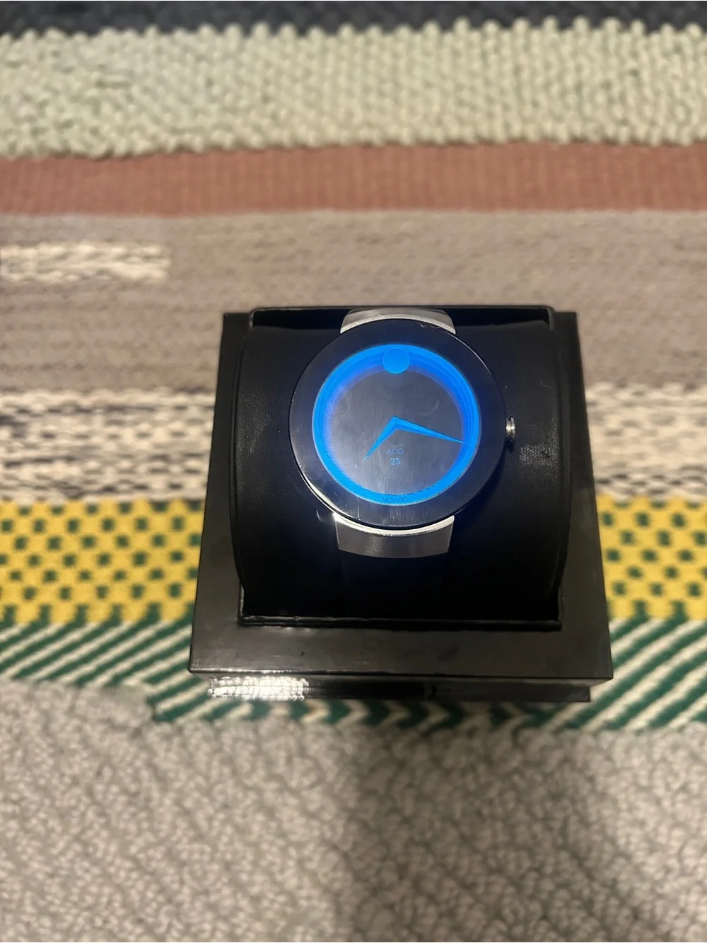 Movado Black Smartwatch with Blue Accent